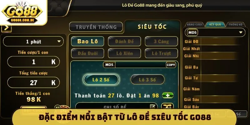 Đặc điểm nổi bật từ lô đề siêu tốc GO88
