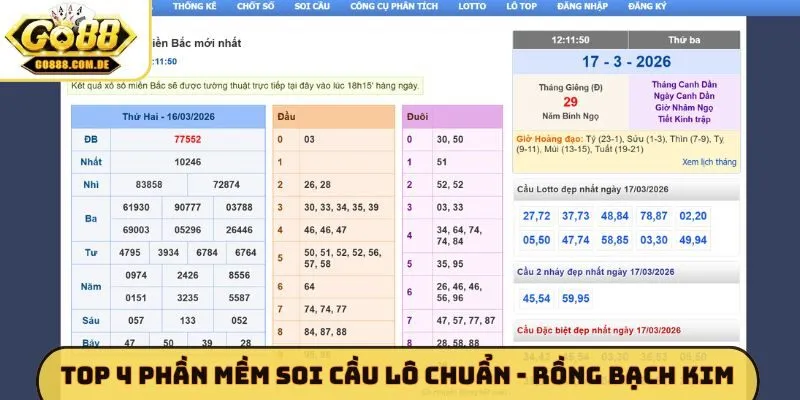 Top 4 Phần Mềm Soi Cầu Lô Chuẩn - Chốt Số Bách Trúng GO88 Top 4 phần mềm soi cầu lô chuẩn - Rồng Bạch Kim uy tín